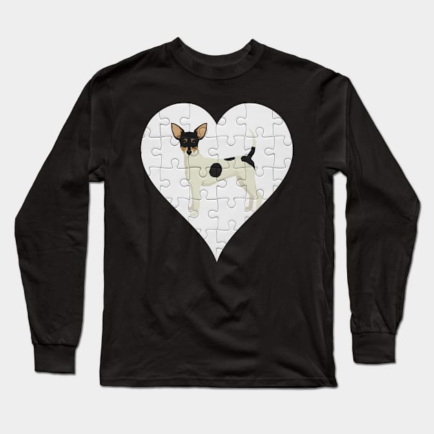 Toy Fox Terrier Heart Jigsaw Pieces Design - Gift for Toy Fox Terrier Lovers Long Sleeve T-Shirt by HarrietsDogGifts